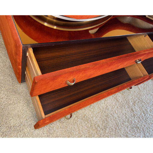 Verardo mirror top Italian suede dresser with lights and matching wall mirror