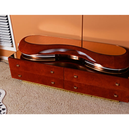 Verardo mirror top Italian suede dresser with lights and matching wall mirror