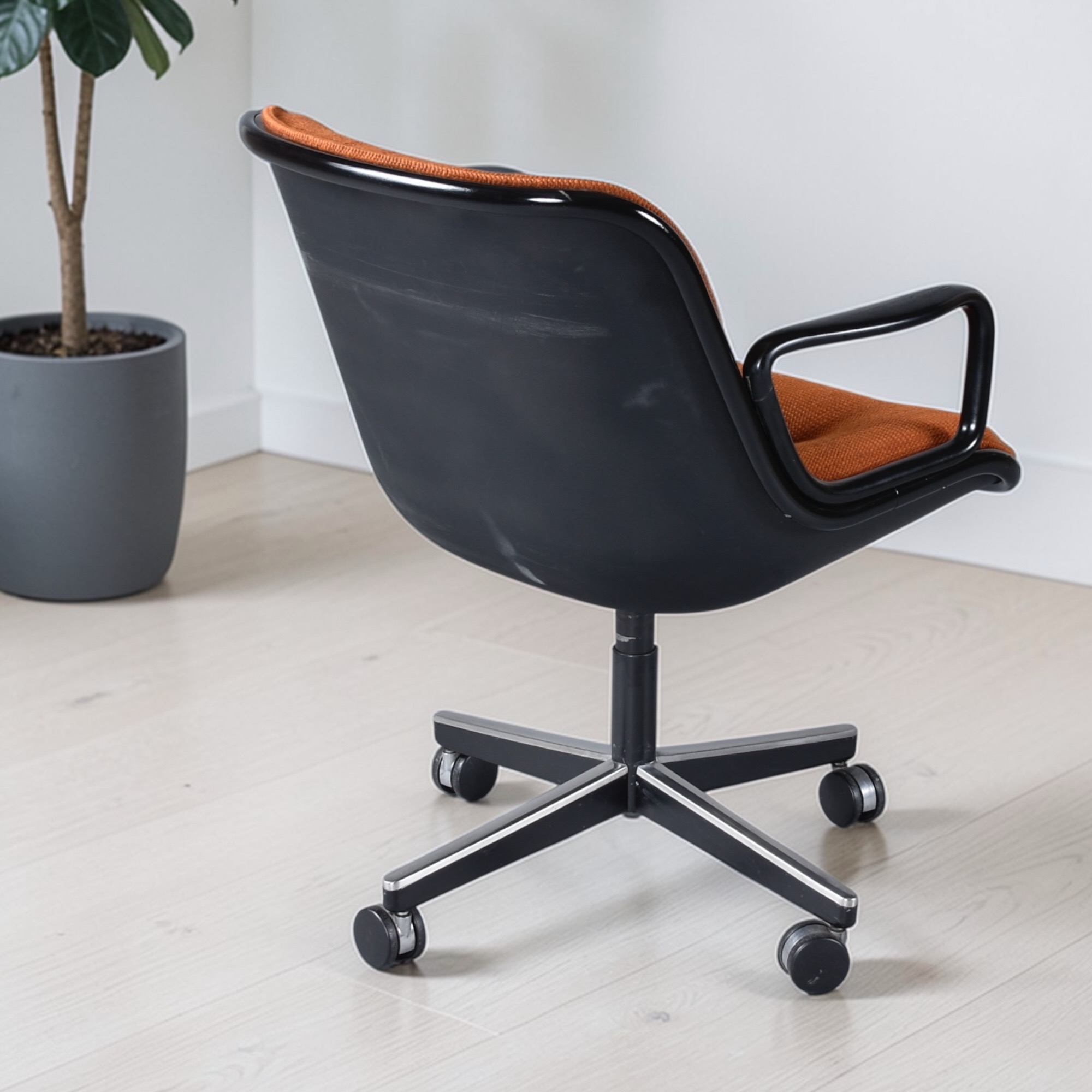 Vintage orange Knoll Charles Pollock Executive Chair with orange fabric