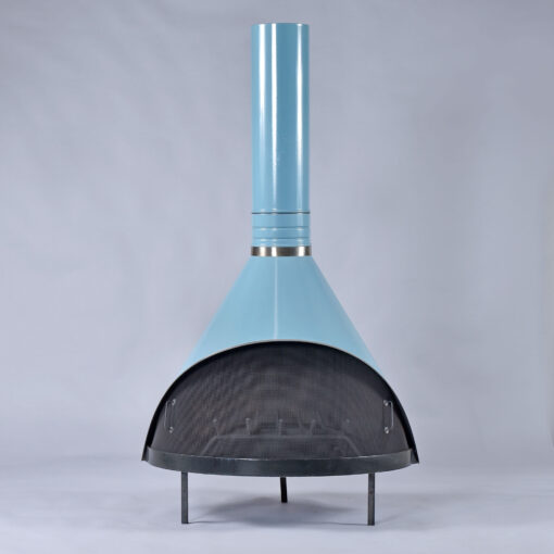 Powder blue Mid-Century Modern Preway style wood burning fireplace