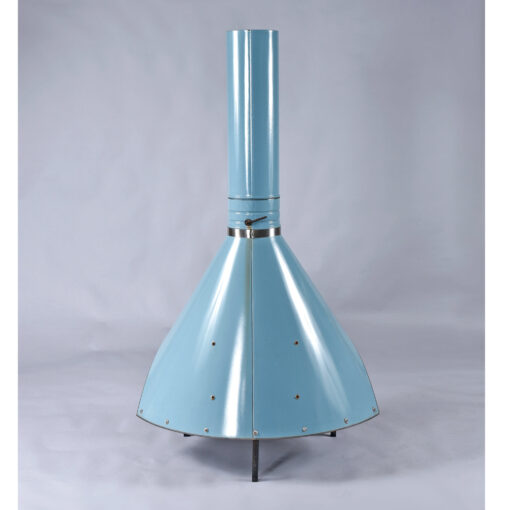 Powder blue Mid-Century Modern Preway style wood burning fireplace