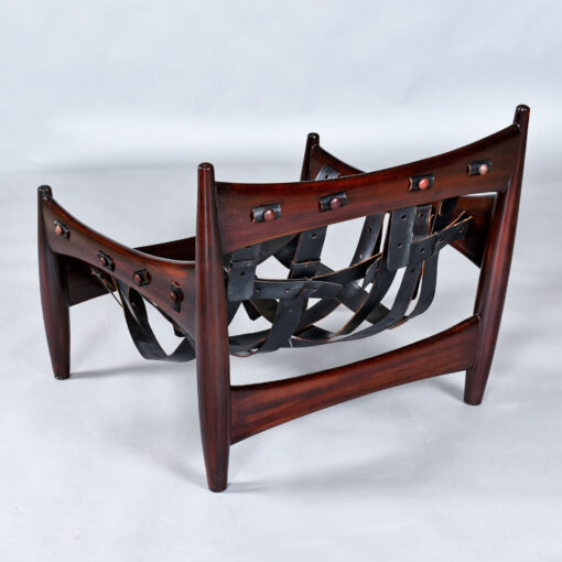 Sergio Rodrigues black leather Sheriff chair with ottoman