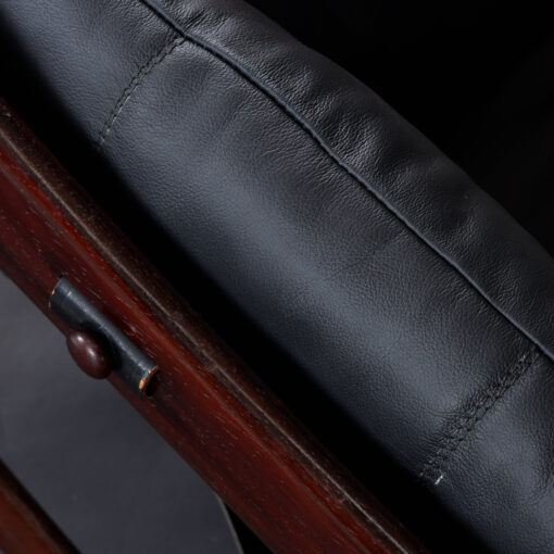 Sergio Rodrigues black leather Sheriff chair with ottoman