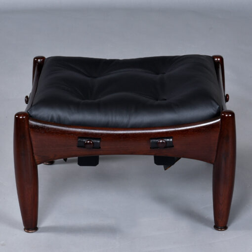 Sergio Rodrigues black leather Sheriff chair with ottoman