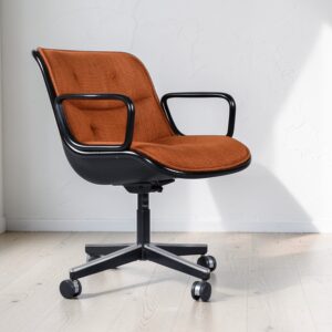 Pair of 1979 Charles Pollock for Knoll Burnt Orange Executive Chairs