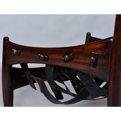 Sergio Rodrigues black leather Sheriff chair with ottoman