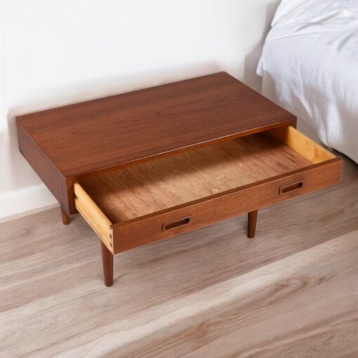 Lyby Mobler Danish Teak Wide nightstands with drawer and finished back