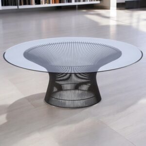 1972 Warren Platner for Knoll Metallic Wire Glass Top Coffee Table