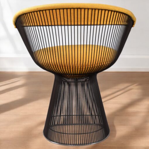 Warren Platner for Knoll 1972 yellow armchair in bronze finish