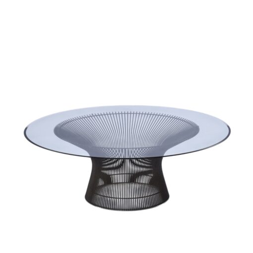 Warren Platner coffee table metallic wire base with round glass top