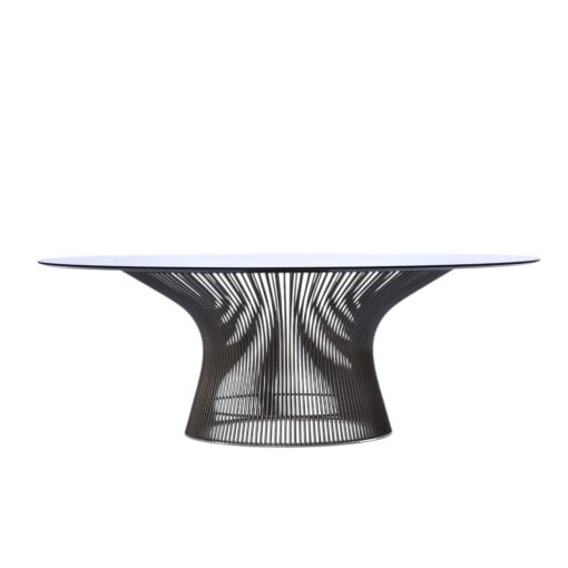 Warren Platner coffee table metallic wire base with round glass top