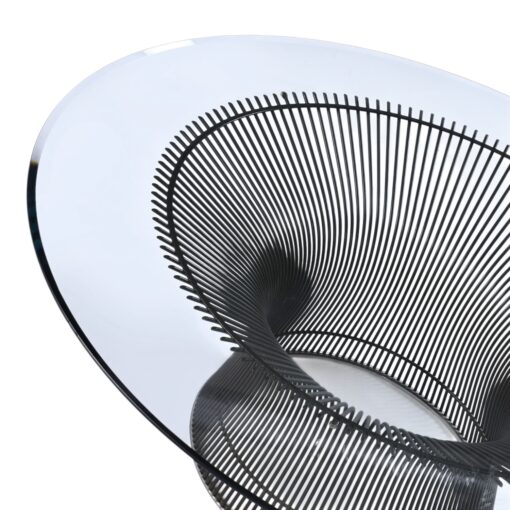 Warren Platner coffee table metallic wire base with round glass top