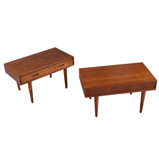 Lyby Mobler Danish Teak Wide nightstands with drawer and finished back