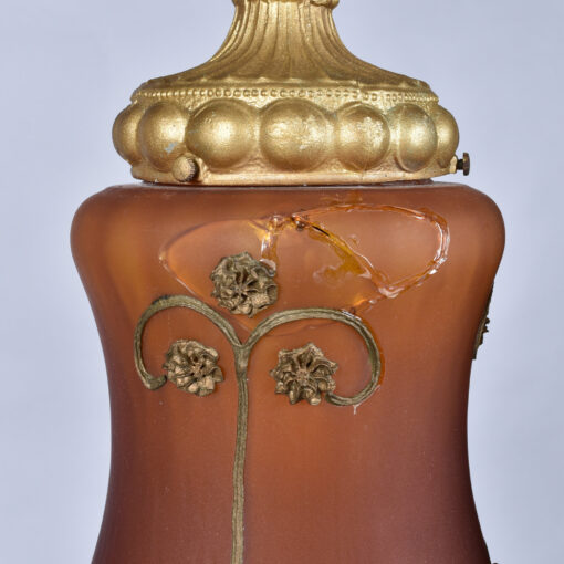 Rustic Handcrafted Tree Branch Floor Lamp with Amber Glass Globes