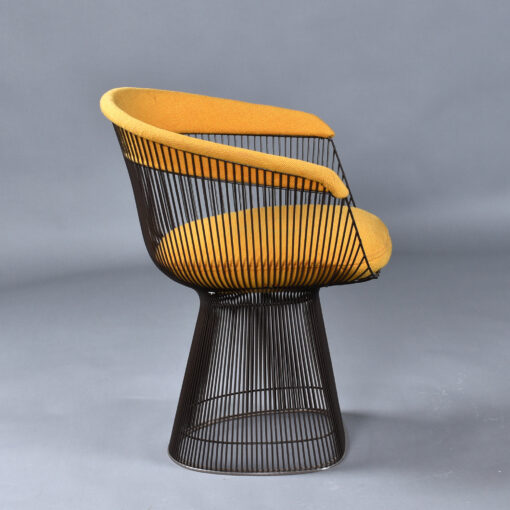 Warren Platner for Knoll 1972 yellow armchair in bronze finish