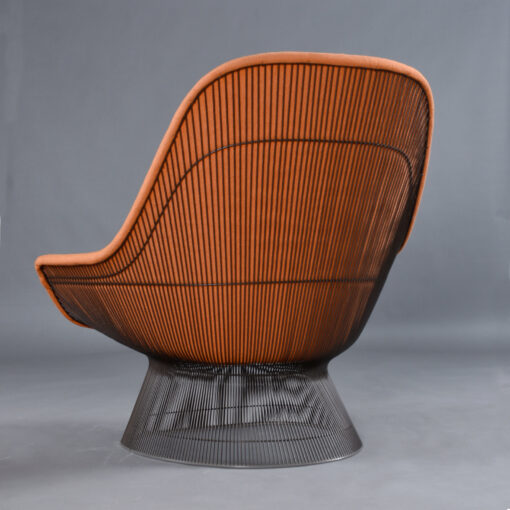 Warren Platner for Knoll 1972 orange Easy Chair with ottoman in bronze finish