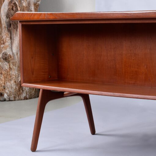 Svend Madsen Danish teak desk with bowed top and bookcase facade