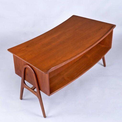 Svend Madsen Danish teak desk with bowed top and bookcase facade