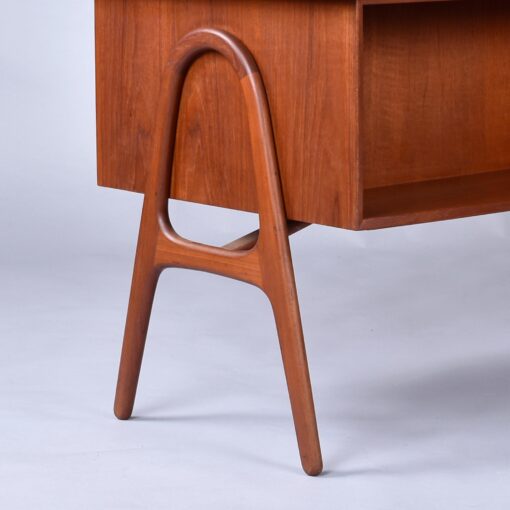 Svend Madsen Danish teak desk with bowed top and bookcase facade