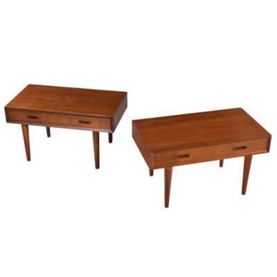 Lyby Mobler Danish Teak Wide nightstands with drawer and finished back