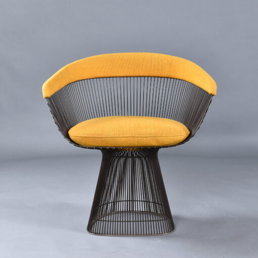 Warren Platner for Knoll 1972 yellow armchair in bronze finish