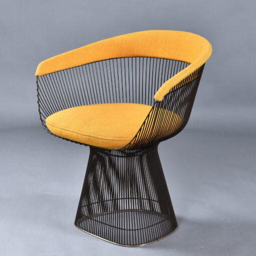 Warren Platner for Knoll 1972 yellow armchair in bronze finish