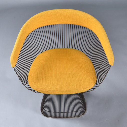 Warren Platner for Knoll 1972 yellow armchair in bronze finish