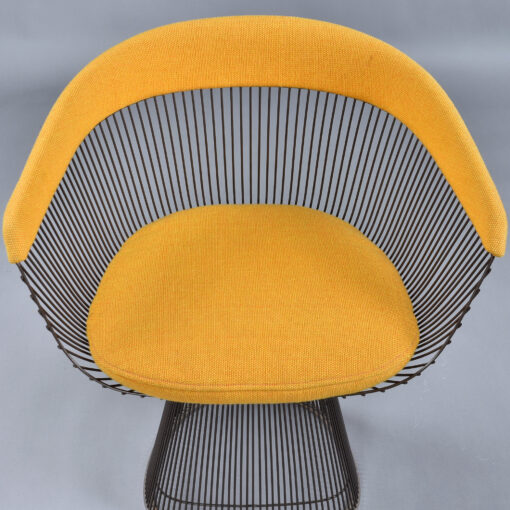 Warren Platner for Knoll 1972 yellow armchair in bronze finish