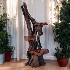 Large Rustic Live Edge Tree Trunk Plant Stand or Art Pedestal