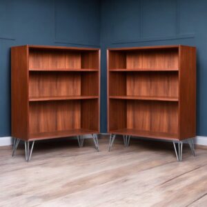 Pair of Lyby Mobler Danish Teak Bookcases on Hairpin Legs