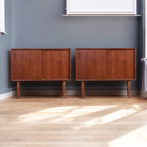 Lyby Mobler narrow Danish teak cabinet with sliding doors