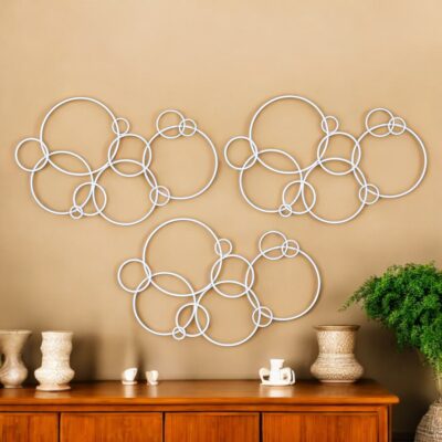 White circles metal wall art