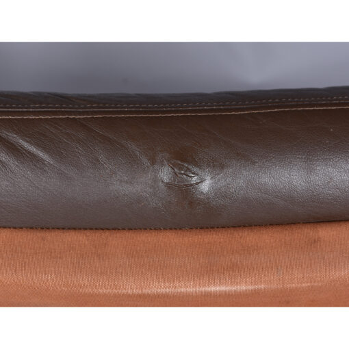 Brown leather cantilever Scandinavian sling chairs