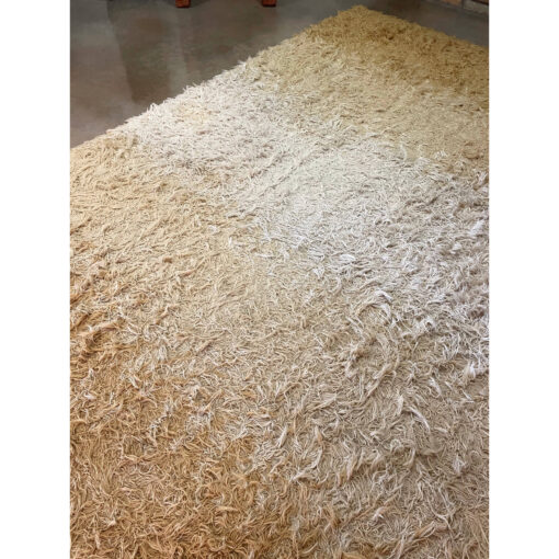 Svangstarya Beige Ombre Nearly 11 x 7 Swedish Wool Rya Rug - Image 9