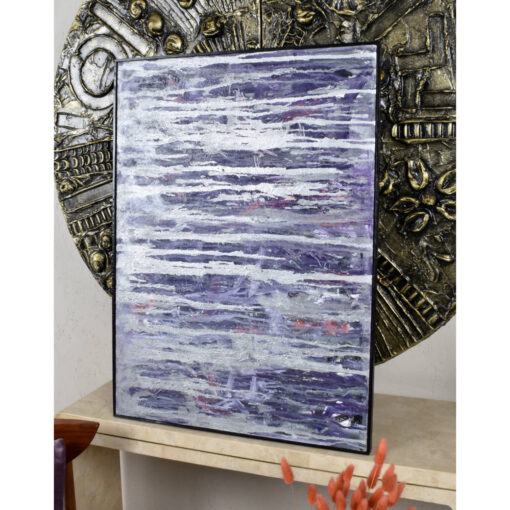 Vertical Goldberg 1960s New York School purple and silver Abstract Expressionist painting