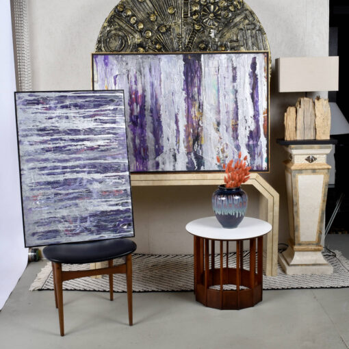 This listing is for one painting. The smaller black, red and white painting is sold separately.