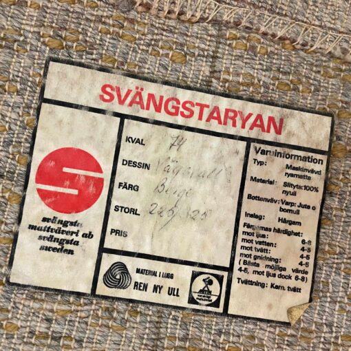 Svangstarya Beige Ombre Nearly 11 x 7 Swedish Wool Rya Rug - Image 4