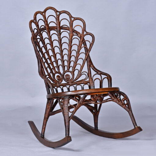 1800s antique rattan rocking chair