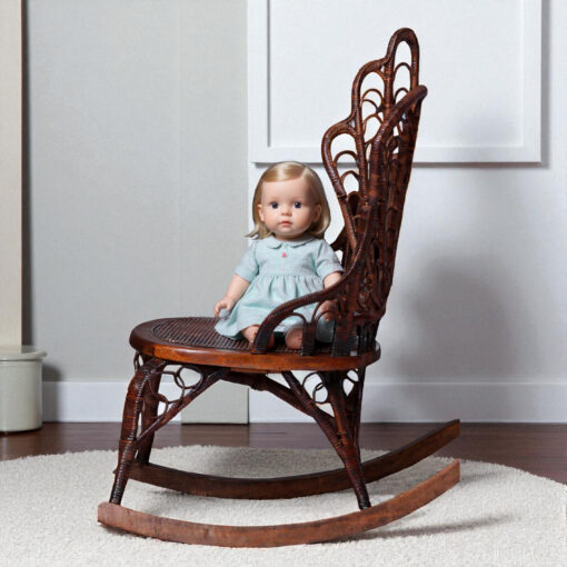 1800s antique rattan rocking chair