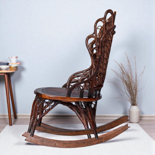 1800s antique rattan rocking chair