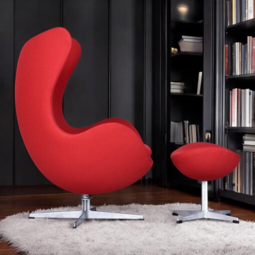 Red Arne Jacobsen for Fritz Hansen red Egg Chair with Ottoman