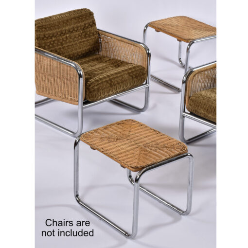Martin Visser wicker and chrome end tables