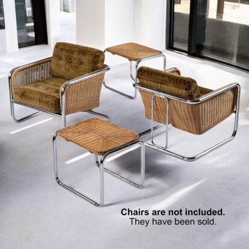 Martin Visser wicker and chrome end tables