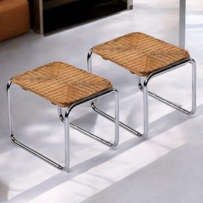 Martin Visser wicker and chrome end tables