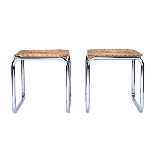 Martin Visser wicker and chrome end tables