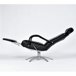 Percival Lafer Black Leather and Chrome Swivel Relax Recliner, Brazil, 2003