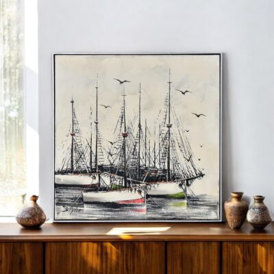 R. Styles sailboat painting Mid-Century Modern Sears