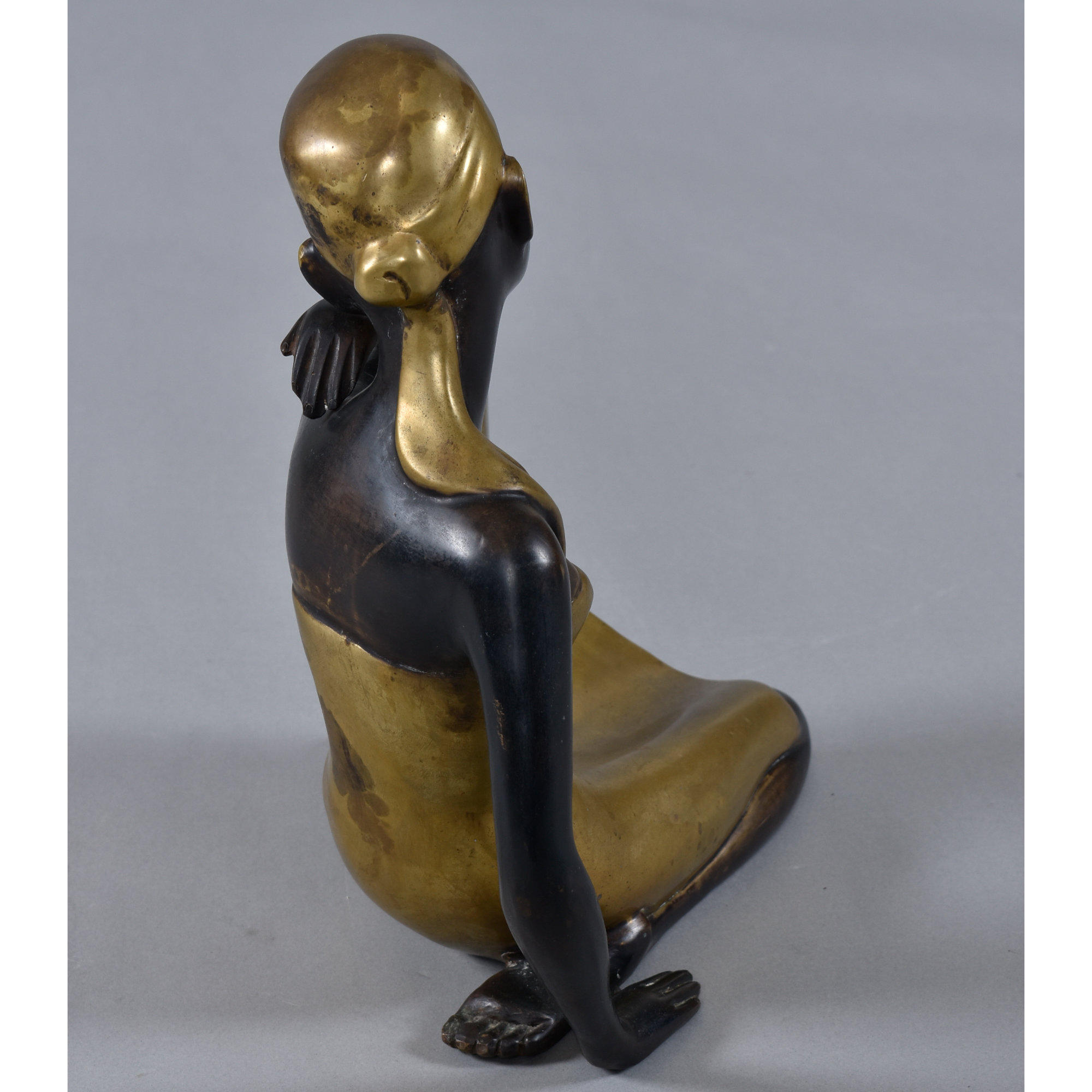 Karl Hagenauer style seated African woman bronze table top sculpture