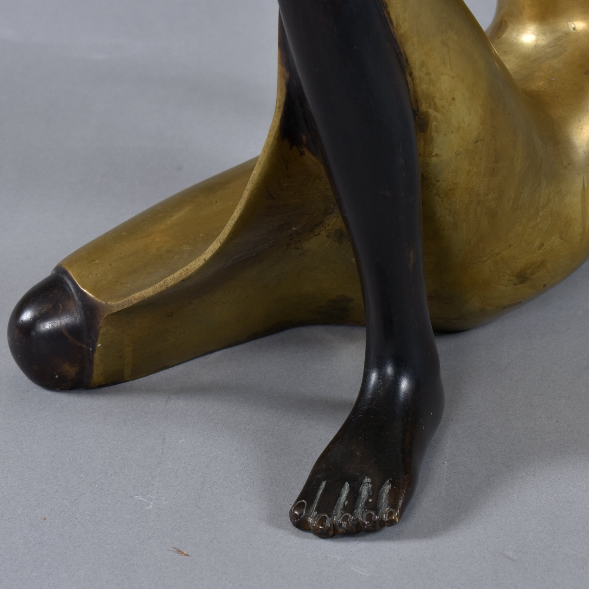 Karl Hagenauer style seated African woman bronze table top sculpture