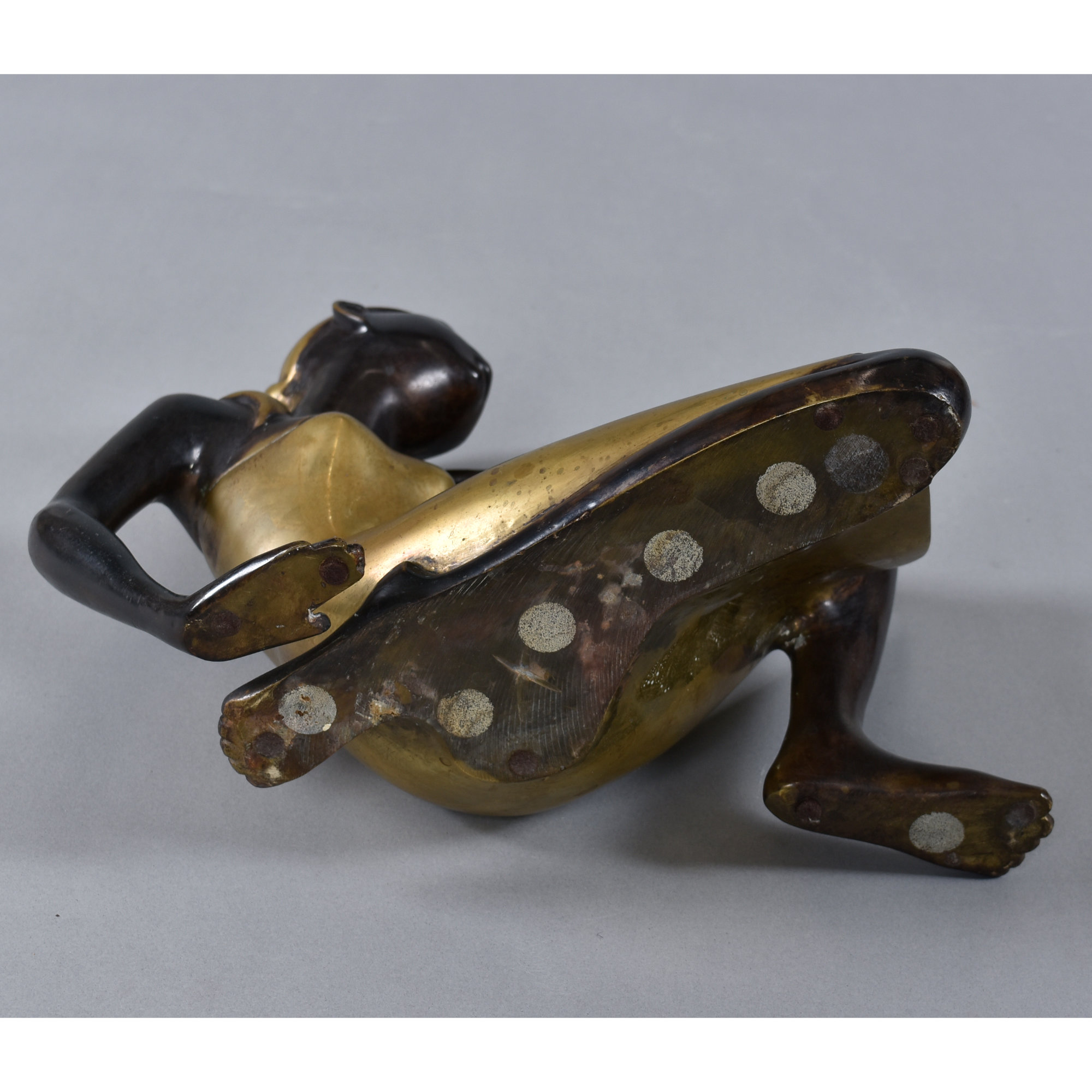 Karl Hagenauer style seated African woman bronze table top sculpture